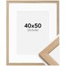 Ram med passepartou Ramme Oak Wood 40x50 Cm - Passepartout Hvid 27,5x37 Cm