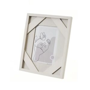 LOLAhome Marco de fotos de listones con paspartú blanco de madera y cristal de 22x27 cm