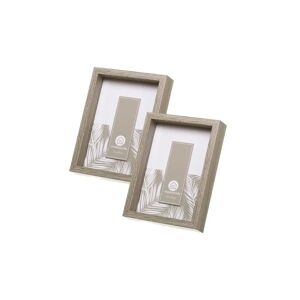 LOLAhome Set de 2 marcos de fotos cubo grises de madera con cristal para foto de 13x18 cm