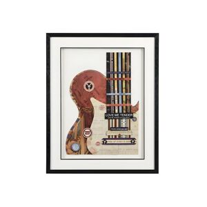 OZAIA Tableau collage guitare effet 3D HERO avec cadre noir - 50 x 70 cm - Multicolore