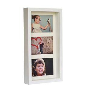 Cadre Photo Profond Blanc 18 x 35 cm Box 3D avec Passe-Partout pour 3 Photos 10 x 15 cm - Publicité