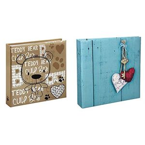 Hama Album photo vierge "Bernd" (22,5 cm x 22 cm, pour 200 photos 10 cm x 15 cm) Marron/Blanc/Noir & Album photo traditionnel "Rustico" (album de 22,5 x 22,5 cm, 100 pages blanches) Love Key - Publicité