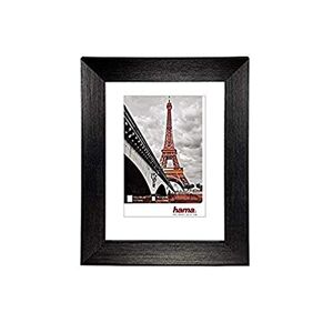 Hama Cadre photo en plastique "Paris" (cadre de 15 cm x 20 cm, bordures de 20 mm x 15 mm, pour les photo de taille 10 cm x 15 cm, verre reflex, polystyrene (PS), avec crochet et pied) Noir - Publicité