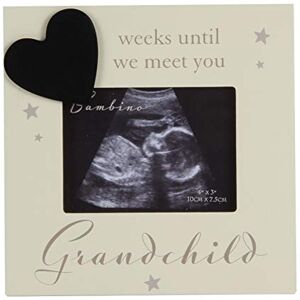 BAMBINO Cadre photo compte à rebours pour échographie avec inscription “Weeks Until We Meet You Grandchild” pour grands-parents, cadeau pour fête prénatale - Publicité