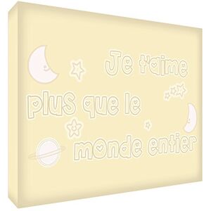 ART Je T'Aime Plus que le Monde Entier Bloc décoratif en Acrylique Transparent Poli comme Diamant Crème 14,8 x 10,5 x 2cm - Publicité