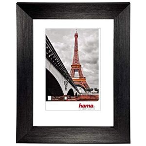 Hama Cadre photo en plastique "Paris" (cadre de 13 cm x 18 cm, bordures de 20 mm x 15 mm, pour les photo de taille 9 cm x 13 cm, verre reflex, polystyrene (PS), avec crochet et pied) Noir - Publicité