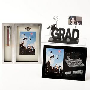 FASHIONCRAFT Cadre photo avec clip noir pour remise de diplôme 10,2 x 15,2 cm Cadre photo argenté de 10,2 x 15,2 cm - Publicité