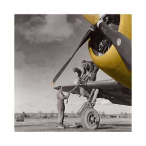 Kelepoq Photo ancienne couleur avion n°12 cadre noir 70x70cm