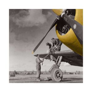 Kelepoq Photo ancienne couleur avion n°12 cadre noir 60x60cm - Publicité