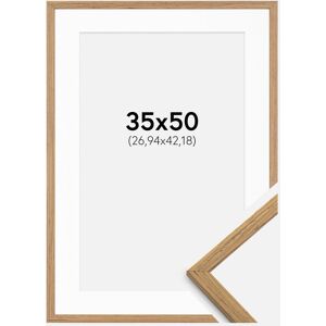 Ram med passepartou Cadre Edsbyn Teck 35x50 cm - Passe-partout Blanc 11x17 inches