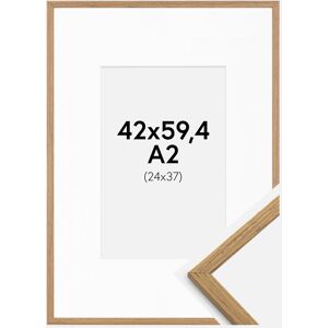 Ram med passepartou Cadre Edsbyn Teck 42x59,4 cm (A2) - Passe-partout Blanc 25x38 cm