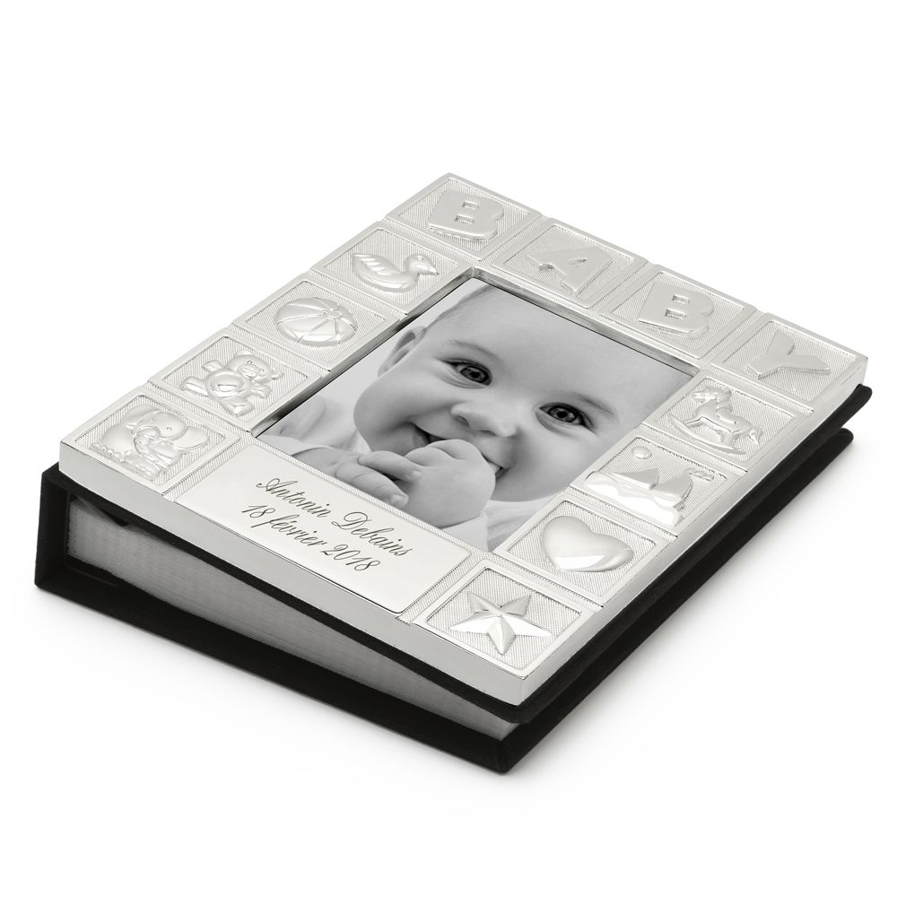 Amikado Cadre Album photo bébé en métal argenté