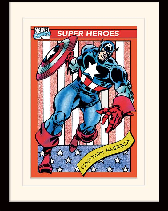 Stampa In Cornice. Marvel: Captain America Trading Card -Mounted & Framed 30 x 40cm Print-