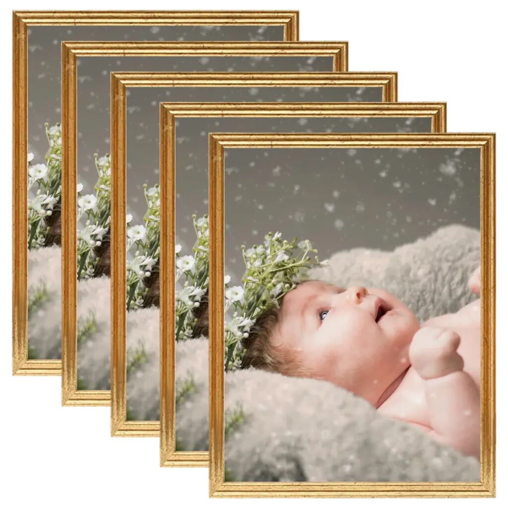 vidaXL Fotolijsten 5 st voor wand of tafel 10x15 cm MDF goudkleurig