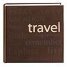 Pioneer Pionier "Travel" Tekstontwerp Genaaid Faux Suede Cover Fotoalbum, Bruin