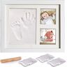 AMAYGA baby handafdruk en voetafdruk, houten fotolijst met gipsafdruk, hand en voet, gipsafdruk, set voetafdruk, cadeaus voor baby's, pasgeborene-herinneringen voor de eeuwigheid