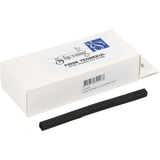 Schjerning Houtskool sticks 10x10 mm L=15 cm 18 stuks - Zwart