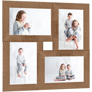 vidaXL Fotorammekollasj for 4x(10x15 cm) bilde lysebrun MDF