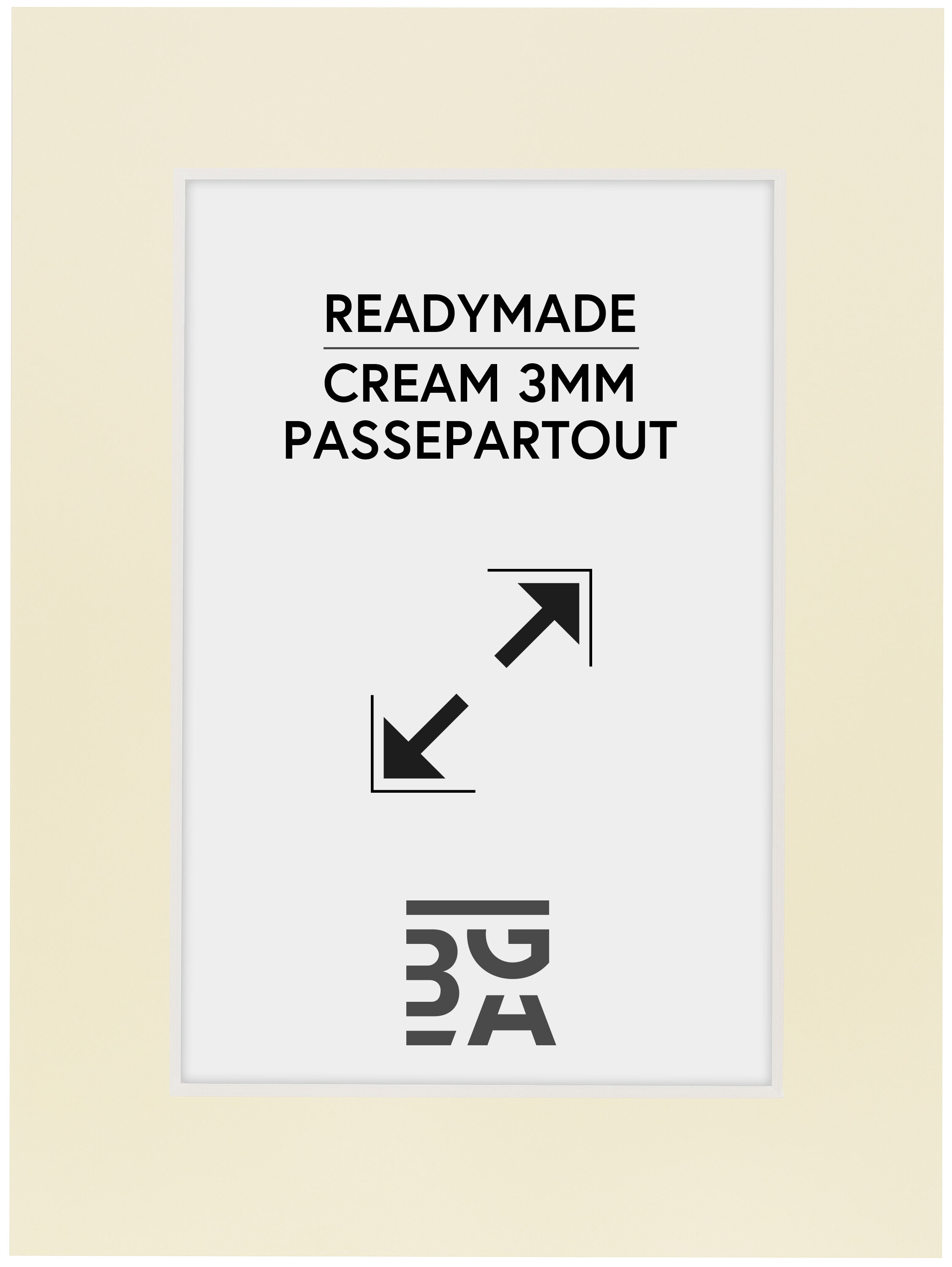 Konstlist Crescent Passepartout Creme 3 Mm (Hvit Kjerne) 40x40 Cm (29x29)