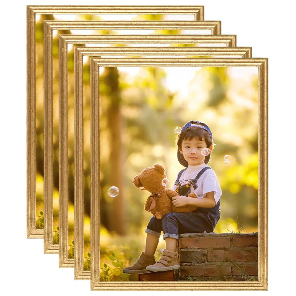 vidaXL Fotorámiky na stenu alebo stôl 5 ks zlaté 50x60 cm MDF