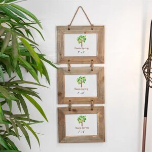 Nicola Spring - Rustic Wooden Hanging 3 Photo Frame - 7 x 5" - Natural brown 58.5 H x 24.0 W x 5.5 D cm