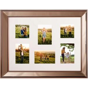 BELIANI Mirrored Collage Multi Photo Frame Copper Glass for 6 Pictures 65 x 52 cm Dabola