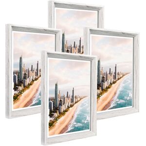 Metrekey 8x10 Photo Frame White 4 Packs Picture Family Frame Baby Glass Frame Wooden with Stand and Hook for Tabletop and Wall Décor - Brand New