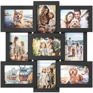 SONGMICS White Picture Frames Collage for 9 Photos, Ink Black / 47.4L x 47W