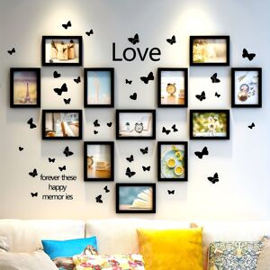 Temu 12pcs/set Creative Photo Frame Portfolio Photo Wall Decor, Living Room Wall Hanging Room Wall Background Decor, Without Perforating, Send Landscape Photos Black 6 Inches (10.2cm*15.2cm)