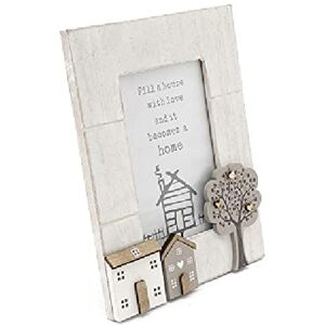 The Home Fusion Company Wooden House Shabby Chic Picture Frame 4 x 6 Home Decor Rustic Photo Frame Photo