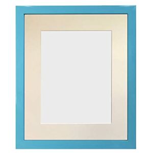 FRAMES BY POST 0.75 Inch Blue Picture Photo Frame with Ivory Mount 14 x 11 Image Size 12 x 8 Inch Plastic Glass