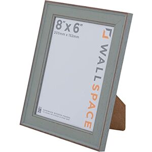 Wall Space 8x6 Shabby Chic Green Photo Frame - 8 x 6 inch Picture Frame for Prints, Photo & Image - 6x8 Rustic Poster Frame Made of Natural Solid Wood & Real Glass - Handmade in the UK (203x 152mm)