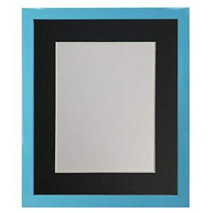 FRAMES BY POST 0.75 Inch Blue Picture Photo Frame with Black Mount 12 x 10 Image Size 9 x 7 Inch Plastic Glass