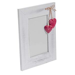 Nicola Spring White Wooden Picture Photo Frame with Red Hearts - 4 x 6 - Pack of 2