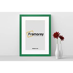 FRAMOREY Framing Serene life Memories FRAMOREY Oxford Flat Wooden Effect Picture Frame, Green A2 Size Photo Frame With A3 White Mount, Handmade Wall Art Poster Frame, Best Living Room Photo Frames