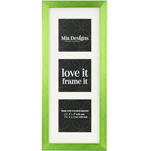 Mia Designs Picture Frame Strip Cross Brushed Metallic Green 3,5x9 9x23 Cm Photo Frame for Desk, Wall and Table Top in Eco-friendly PS material Freestanding Frame