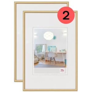 walther Design Picture Frame Gold 15 x 20 cm Twin Pack, New Lifestyle Plastic Frame KV520GD