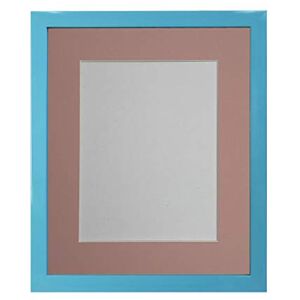 FRAMES BY POST 0.75 Inch Blue Picture Photo Frame with Pink Mount 14 x 8 Image Size 10 X 4 Inch Plastic Glass