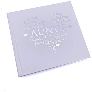 ukgiftstoreonline Auntie Themed Heart Photo Album For 50 x 6 by 4 Photos Silver Print