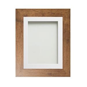 Frame Company Watson Rustic Picture Photo Frame fitted with Perspex, 10x8 inch with White Mount for image size 6x4 inch