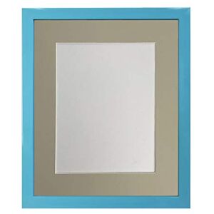 FRAMES BY POST 0.75 Inch Blue Picture Photo Frame with Light Mount 10 x 8 Image Size 8 x 6 Inch Plastic Glass, Grey Moun