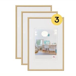 walther Design Picture Frame Gold 10 x 15 cm 3-Pack, New Lifestyle Plastic Frame KV015G3