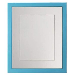 FRAMES BY POST 0.75 Inch Blue Picture Photo Frame with White Mount 8 x 8 Image Size 5 x 5 Inch Plastic Glass, e Moun