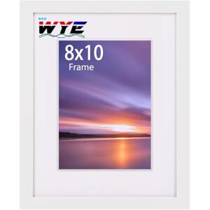 wyewye 8x10 Picture Frames, Solid Wood 10x8 inch Photo Frame with 4.5x6.5 inch Mount and Stand, Plexiglass, Tabletop or Wallmount, White