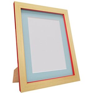 FRAMES BY POST Magnus Picture Photo Frame, Recycled Plastic, Beech and Red with Blue Mount, 6 x 4 Image Size 4.5 x 2.5-Inch