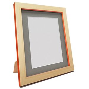 FRAMES BY POST Plastic Glass Magnus Picture Photo Frame, Recycled, Beech and Orange with Dark Grey Mount, 30 x 24 Image Size 24 x 18-Inch