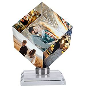 ITODA 3D Rotatable Photo Frame Custom Crystal Photos Home Decoration Gift Personalized Photo Display Picture Frame for Love Friends Birthday Wedding Home Decoration 3 Photos