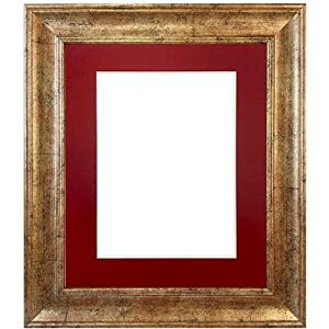 FRAMES BY POST Scandi Antique Gold Picture Photo Frame with Red Mount 10 x 8 Image Size 8 x 6 Inch