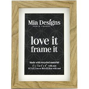 Mia Designs Picture Frame Oak 5x7 13x18cm Photo Frame for Desk, Wall and Table Top in Eco-friendly PS material Environmentally Friendly Freestanding Frame