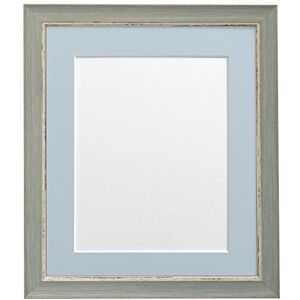 FRAMES BY POST Nordic Distressed Picture Photo Frame, Recycled Plastic, Blue with Light Blue Grey Mount, 6 x 4 Image Size 4 x 3 Inch